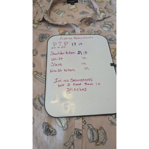 Victoria Beckham for Target Pink Teacup Print Button-up Shirt/Blouse Sz XL - Picture 7 of 7